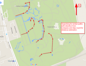 Paths created by counting steps + compass can localize a person.