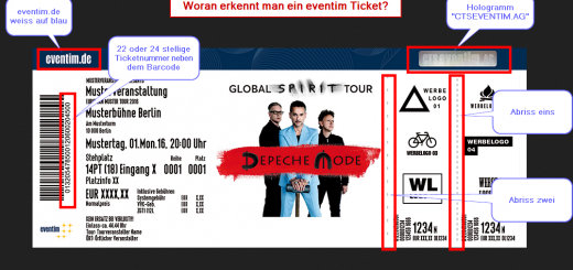 Bild der Sicherheitsmerkmale eines Eventim Tickets.